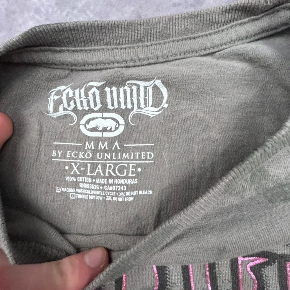Vintage Ecko Unltd MMA Graphic T-Shirt Grey Pink XL Y2K Skater Boxy Fit 481 - Picture 4 of 8